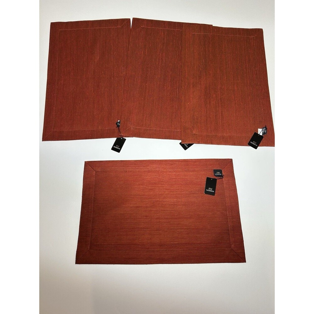 4 Jim Thompson 100% Silk placemats 13" x 20" NEW! Rust Red Brick Red